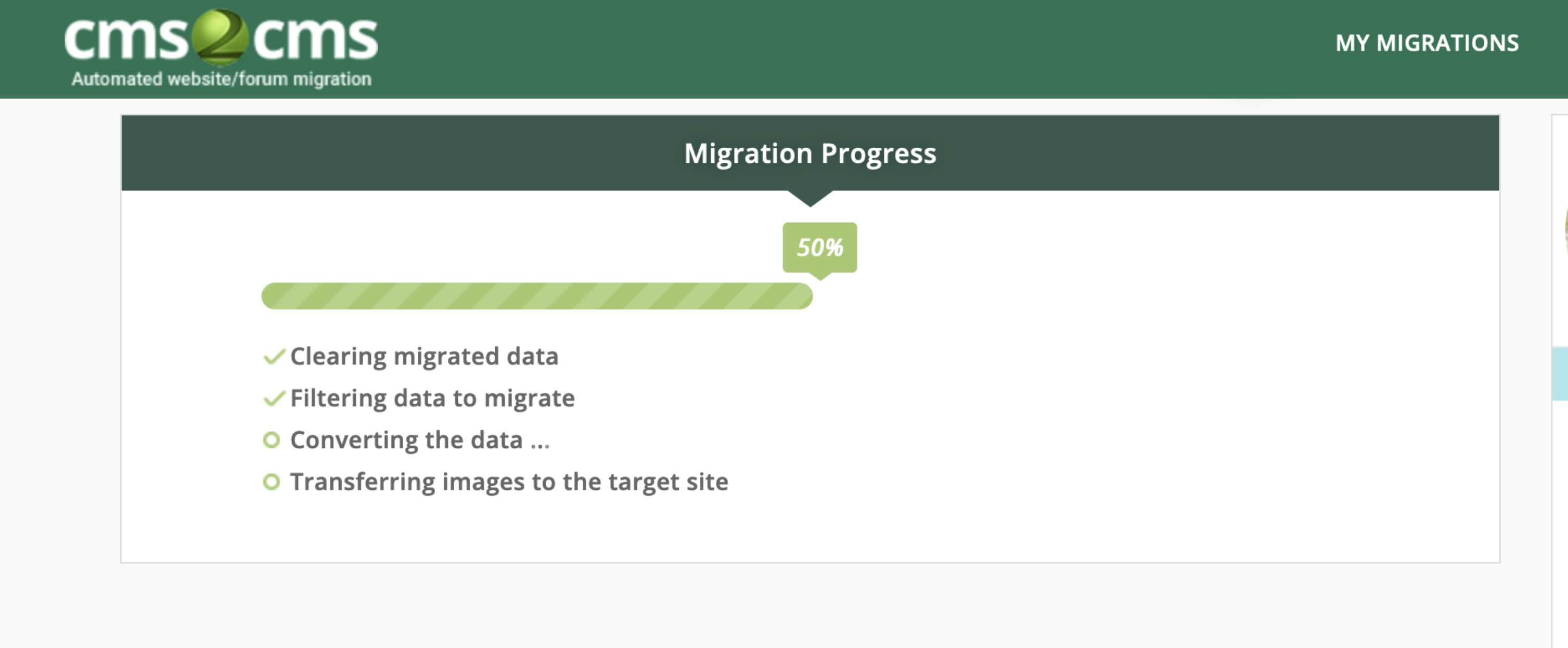Show Migration Progress